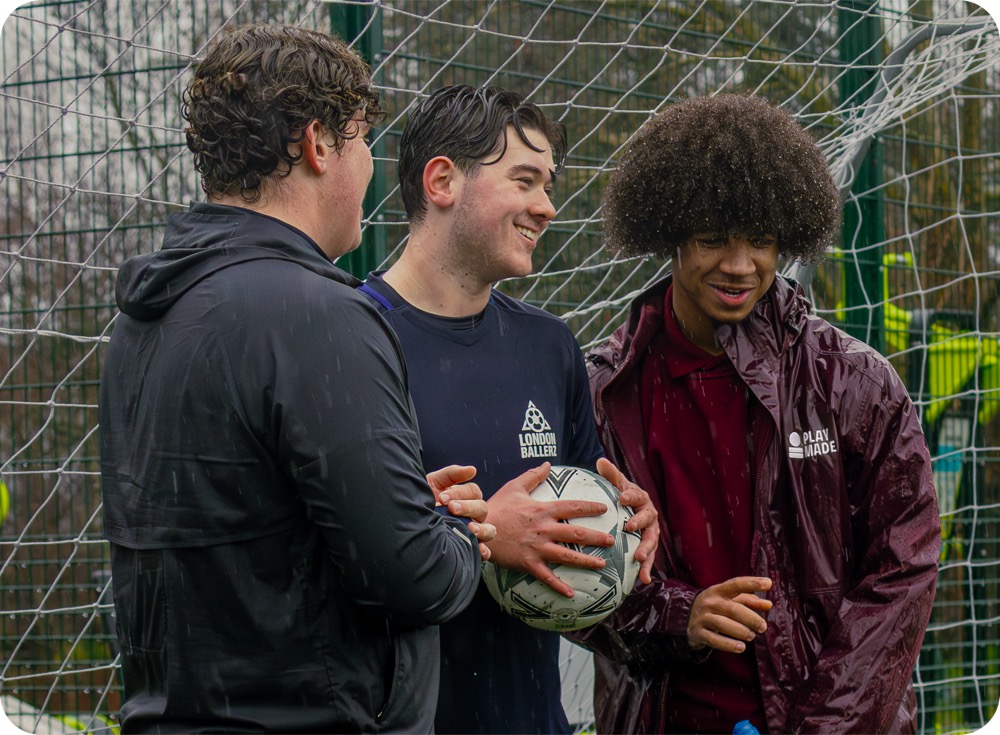Three friends at a PlayMade court